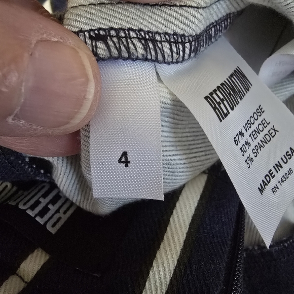 Reformation Women's Marlon High Rise Striped Cigarette Blue & White Pants Size 4 - Picture 9 of 15